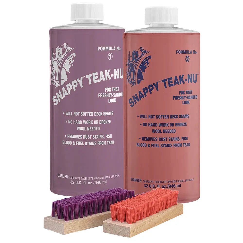 Snappy Teak-Nu Teak Restoration Kit - 32 oz with Formulas No. 1 & 2 and Bristle Brush