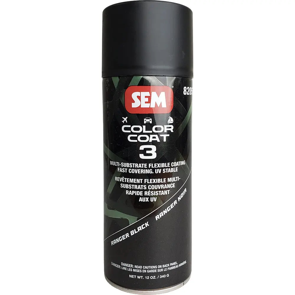 SEM Color Coat 3 Ranger Black - 12 oz Flexible Coating for Vehicles and More