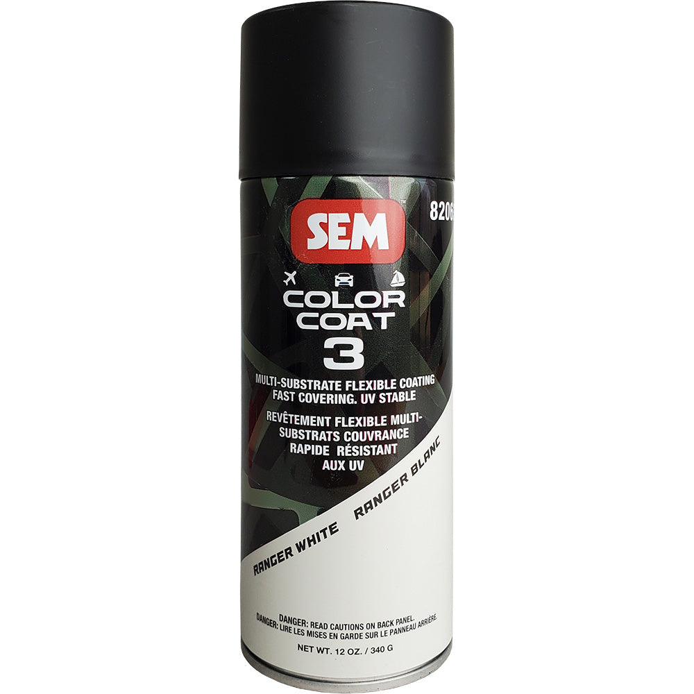 SEM Color Coat 3 Ranger White 12 oz - Flexible and Fade-Resistant Coating for Vehicles and More