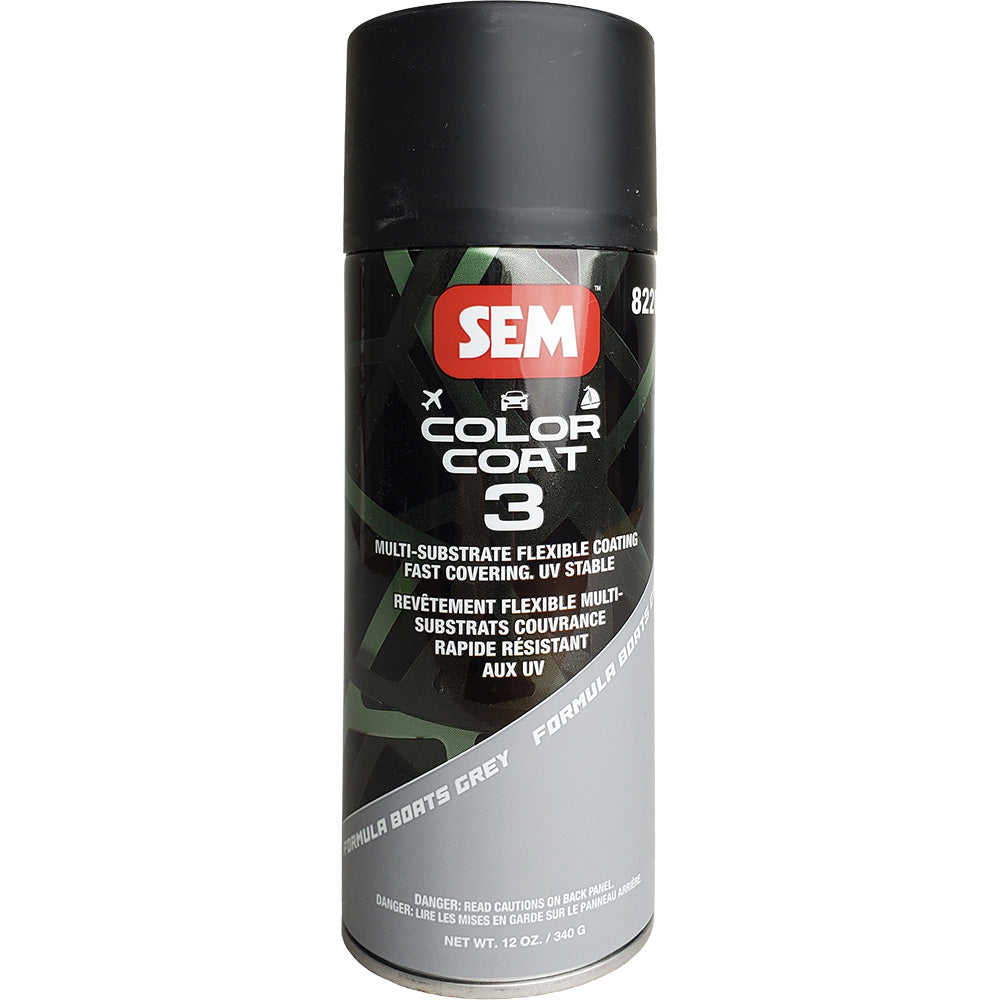 SEM Color Coat 3 Formula Boats Grey 12 oz - Flexible, Fade-Resistant Coating for Multi-Substrate Applications