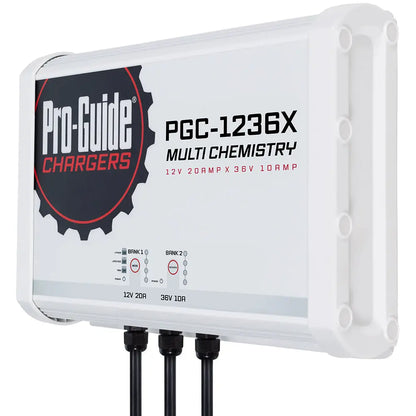 Pro-Guide Batteries PGC-1236X 2 Bank On-Board Battery Charger for 12V Lead Acid, AGM, and 36V Lithium Batteries