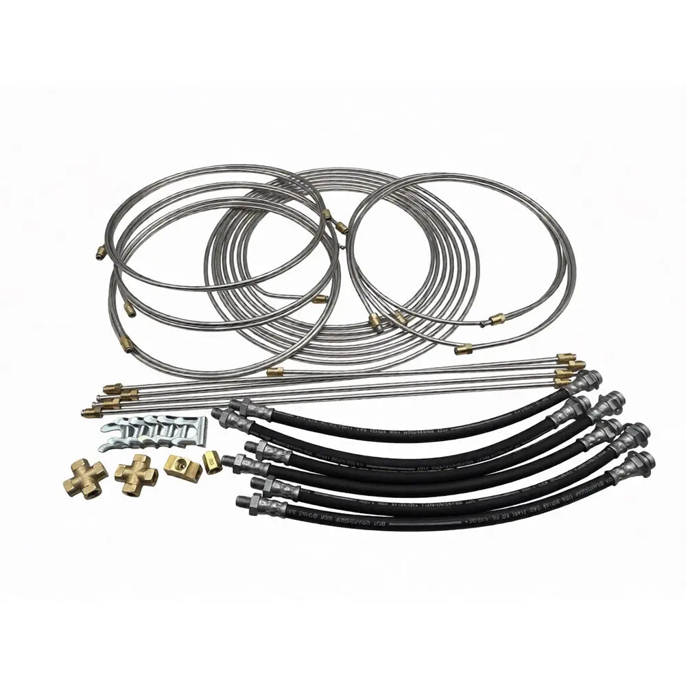 Load Rite Stainless Steel Brake Line Kit for Tri Axle Trucks with 14 Flex Hoses
