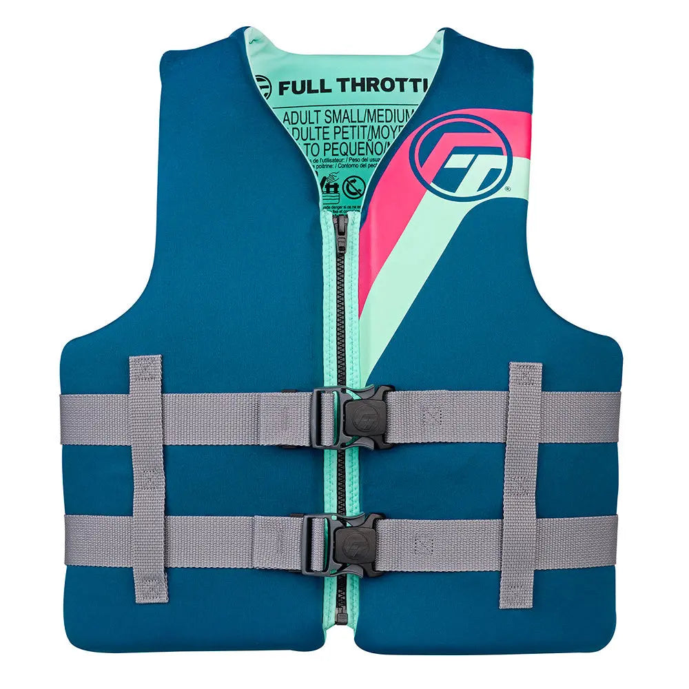 Full Throttle Adult Rapid-Dry Life Jacket L/XL - Aqua for Watersports Safety