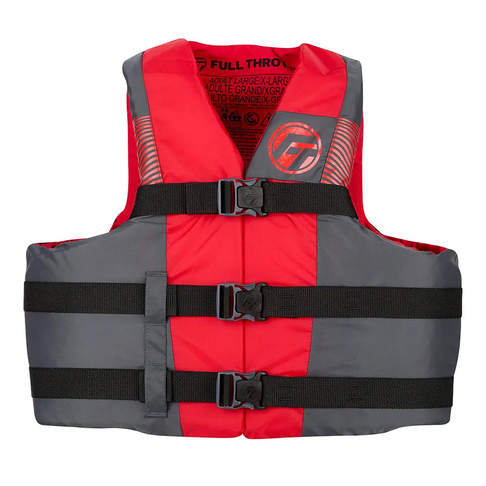 Full Throttle Adult Nylon Life Jacket 2X/4X Black and Red