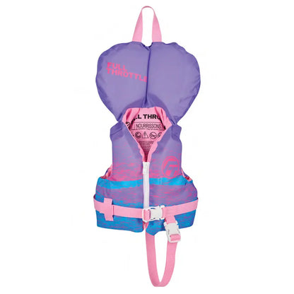 Full Throttle Nylon Infant Life Jacket - Purple and Pink with Safety Features