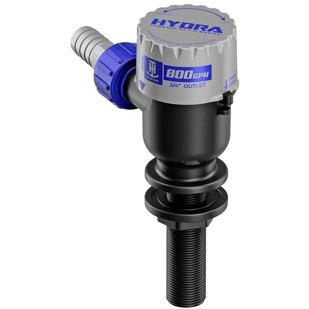 T-H Marine HYDRA Livewell Pump 800 GPH 12V Long Nozzle for Reliable Marine Performance
