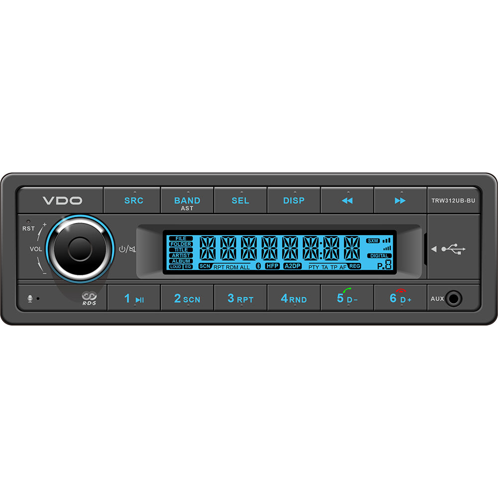 VDO 12V Radio with FM RDS Tuner, MP3/WMA, USB, Bluetooth and Blue Illumination
