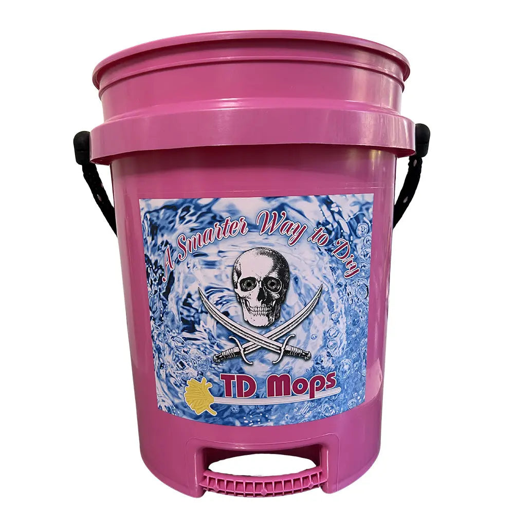 TD Mop Pink Grip Bucket - 5 Gallon with Ergonomic Handle and Double-Sided Graphics