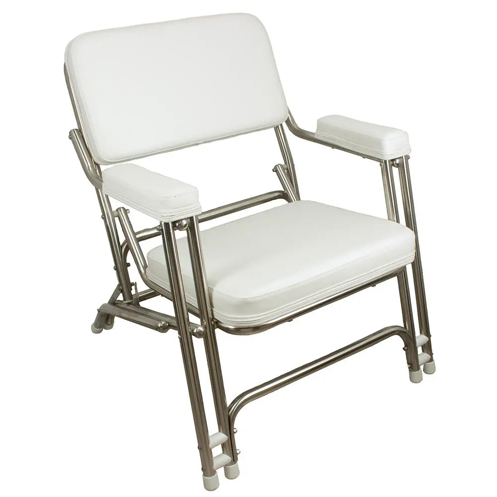 Springfield Marine Classic Folding Deck Chair with Stainless Steel Frame and Padded Comfort
