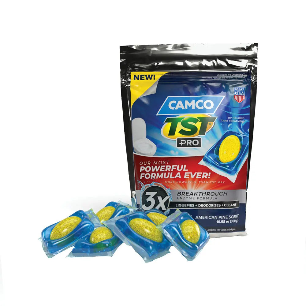 Camco TST Pro RV Holding Tank Treatment Drop-Ins – American Pine Scent, 10-Pack