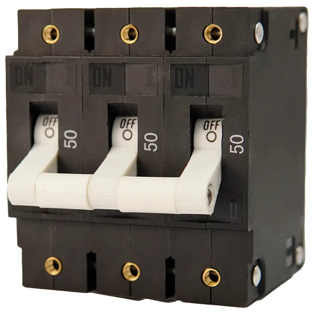 Egis Mobile Electric C Series White Toggle Panel Mount Circuit Breaker - Triple Pole 50A