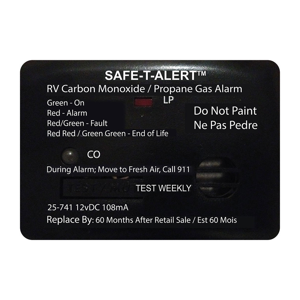 Safe-T-Alert 25 Series Surface Mount Dual Carbon Monoxide and Propane Alarm - 12V Hardwire - Black
