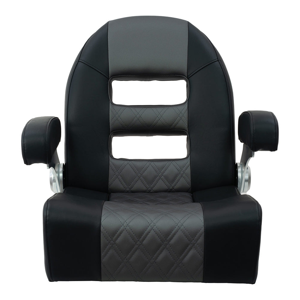 Springfield Marine Console Helm Flip-Up Seat 1042035-BLK, Black-Grey