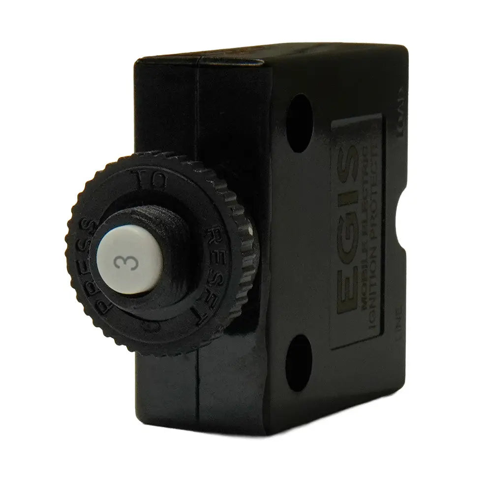 Egis Mobile Electric 3A Push Button Panel Mount Circuit Breaker - Spade Terminal