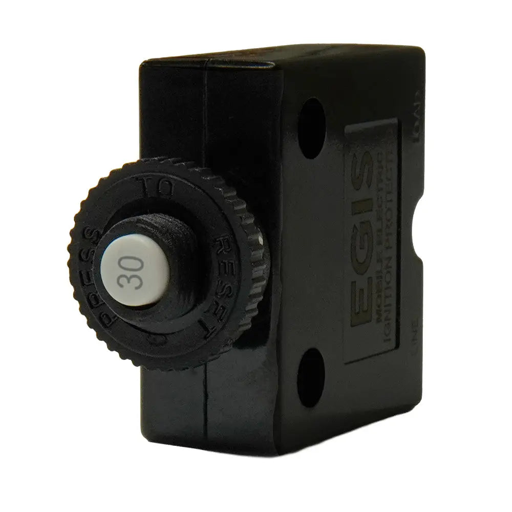 Egis Mobile Electric 30A Push Button Panel Mount Circuit Breaker - Spade Terminals