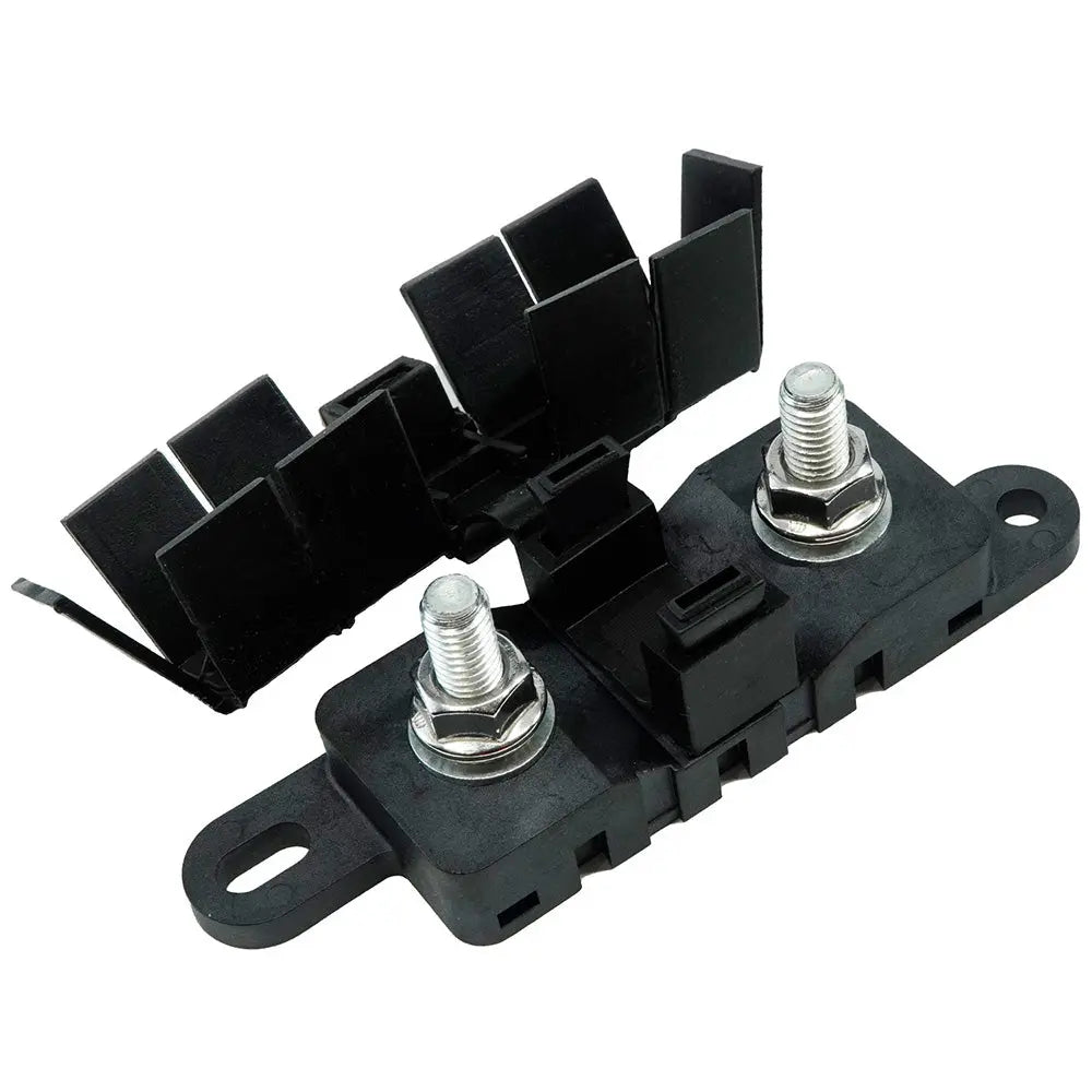 Egis Mobile Electric Mega Fuse Block M8 with Stainless Self-Locking Hardware and Black Cover