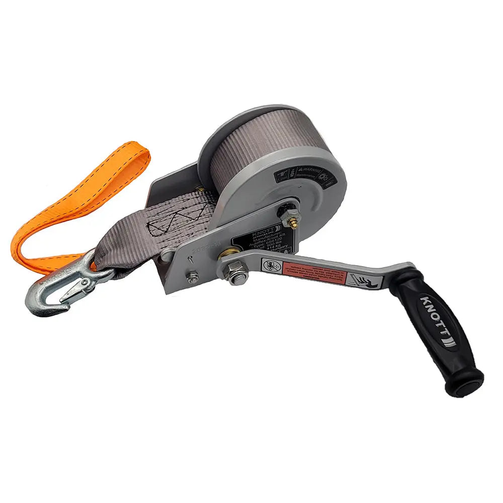 Load Rite Single-Speed Trailer Winch 900 lbs Capacity with 12' Strap and 7" Handle - Part #6089.21K