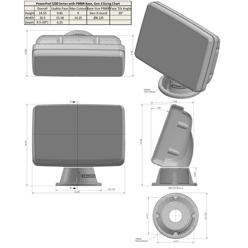 NavPod PP5200-22 PowerPod Pre-Cut for Garmin GPSMAP 9013, 9013xsv, 9213 and 9213xsv