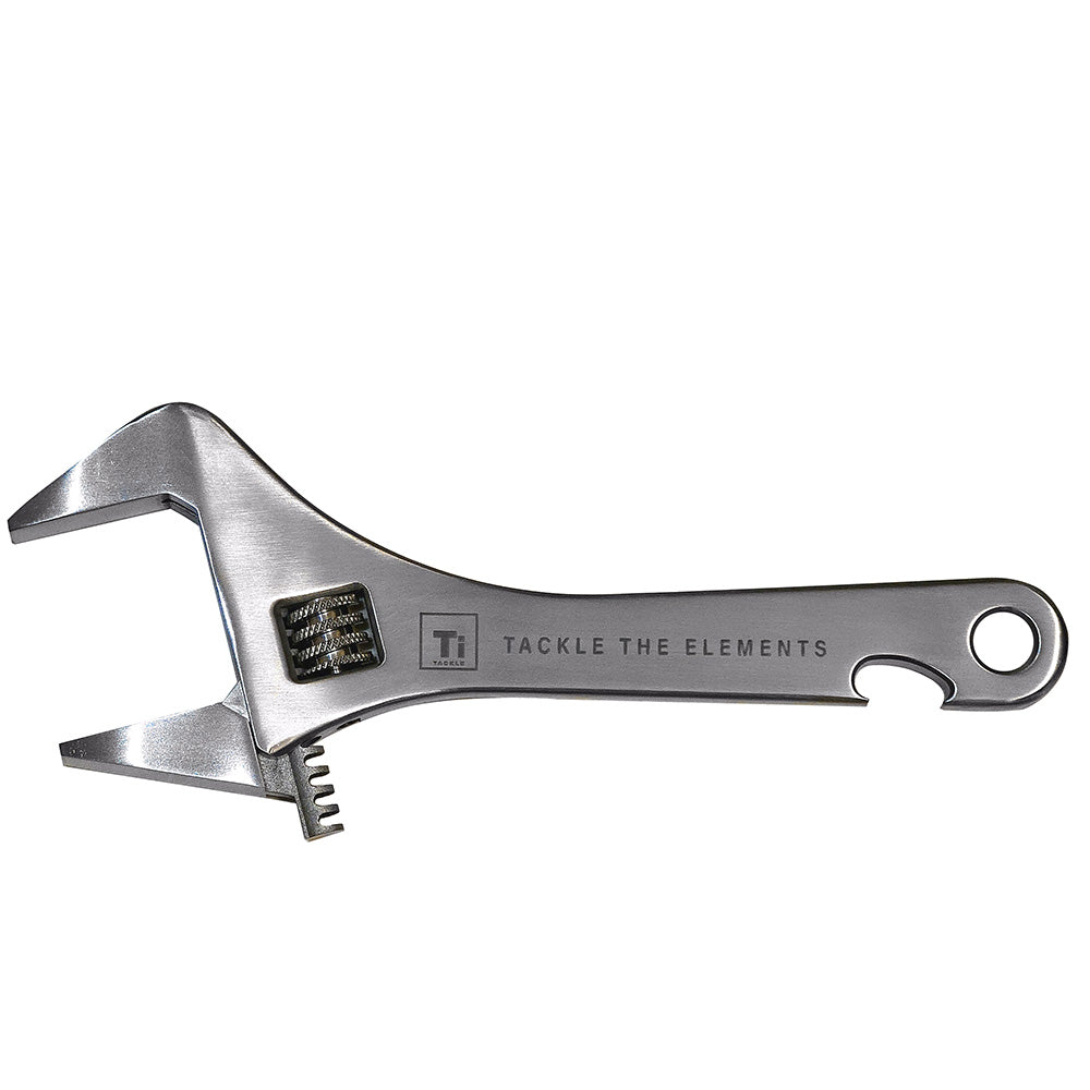 Ti-Tackle Titanium Adjustable Wrench - CNC Machined Grade 5 Billet Titanium with Built-in Bottle Opener