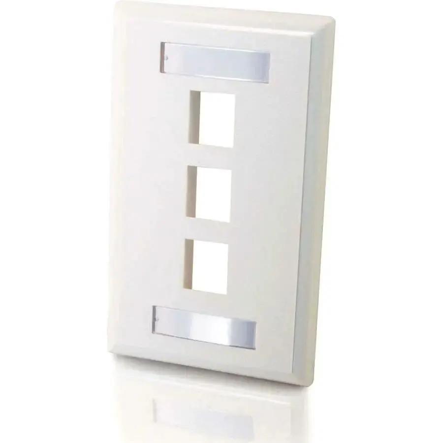 C2G 3-Port Single Gang Multimedia Keystone Wall Plate - White by Legrand Group