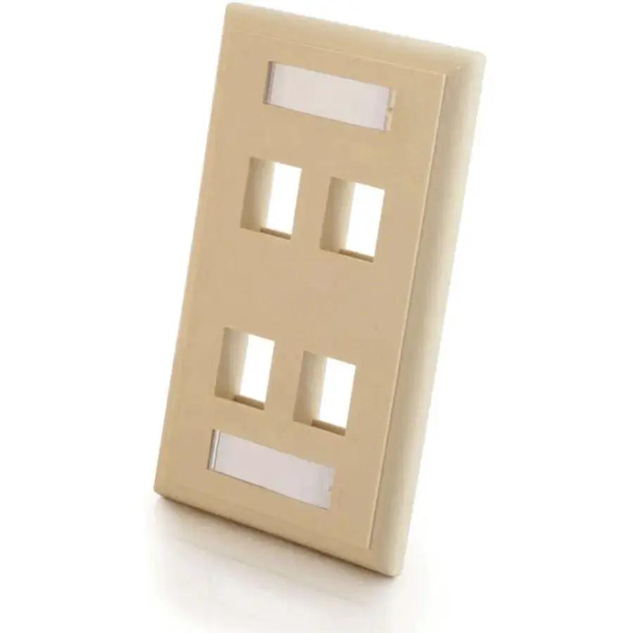 Legrand Group C2G 03713 4-Port Single Gang Multimedia Keystone Wall Plate - Ivory by Legrand Group