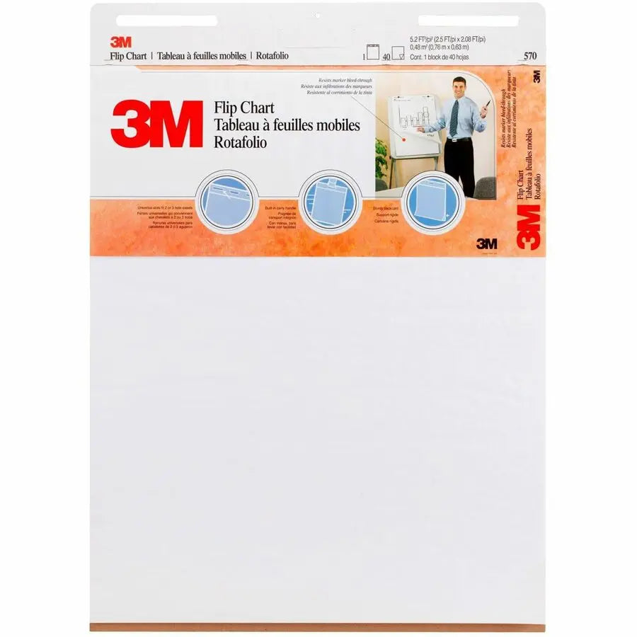 3M Flip Charts - Reusable Flip Chart Pad with Bleed-Resistant Paper and Portable Backcard
