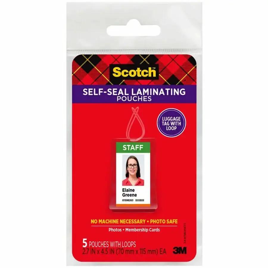 3M Scotch Self-Sealing Laminating Glossy Tag Pouches LS853-5G for Luggage Identification by 3M