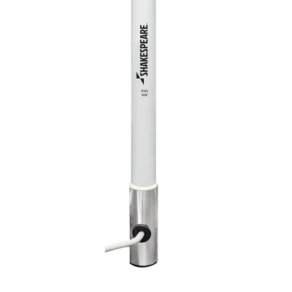 Shakespeare 5101 8' Classic VHF Marine Antenna with 15' RG-58 Cable - White, Reduced Length Version by Shakespeare