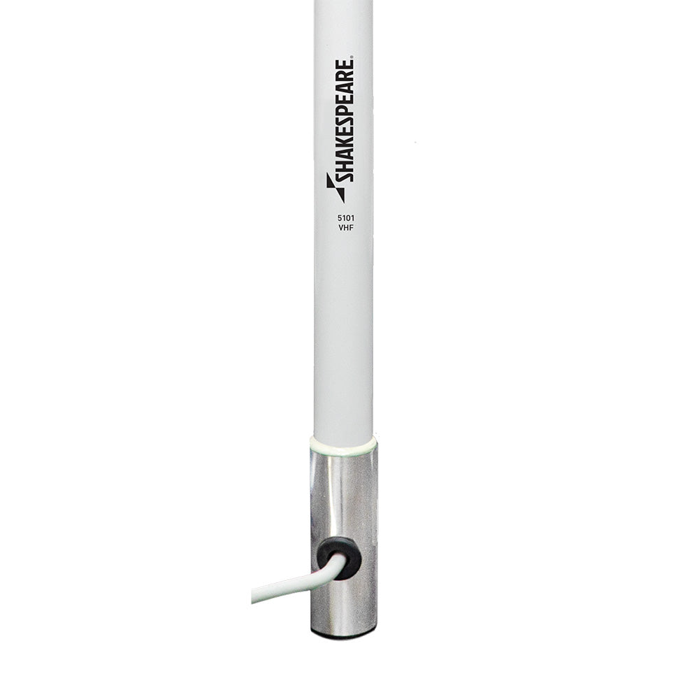 Shakespeare 5101 8' Classic VHF Marine Antenna with 15' RG-58 Cable - White, Reduced Length Version