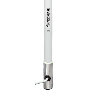 Shakespeare 5101 8' Classic VHF Marine Antenna with 15' RG-58 Cable - White, Reduced Length Version