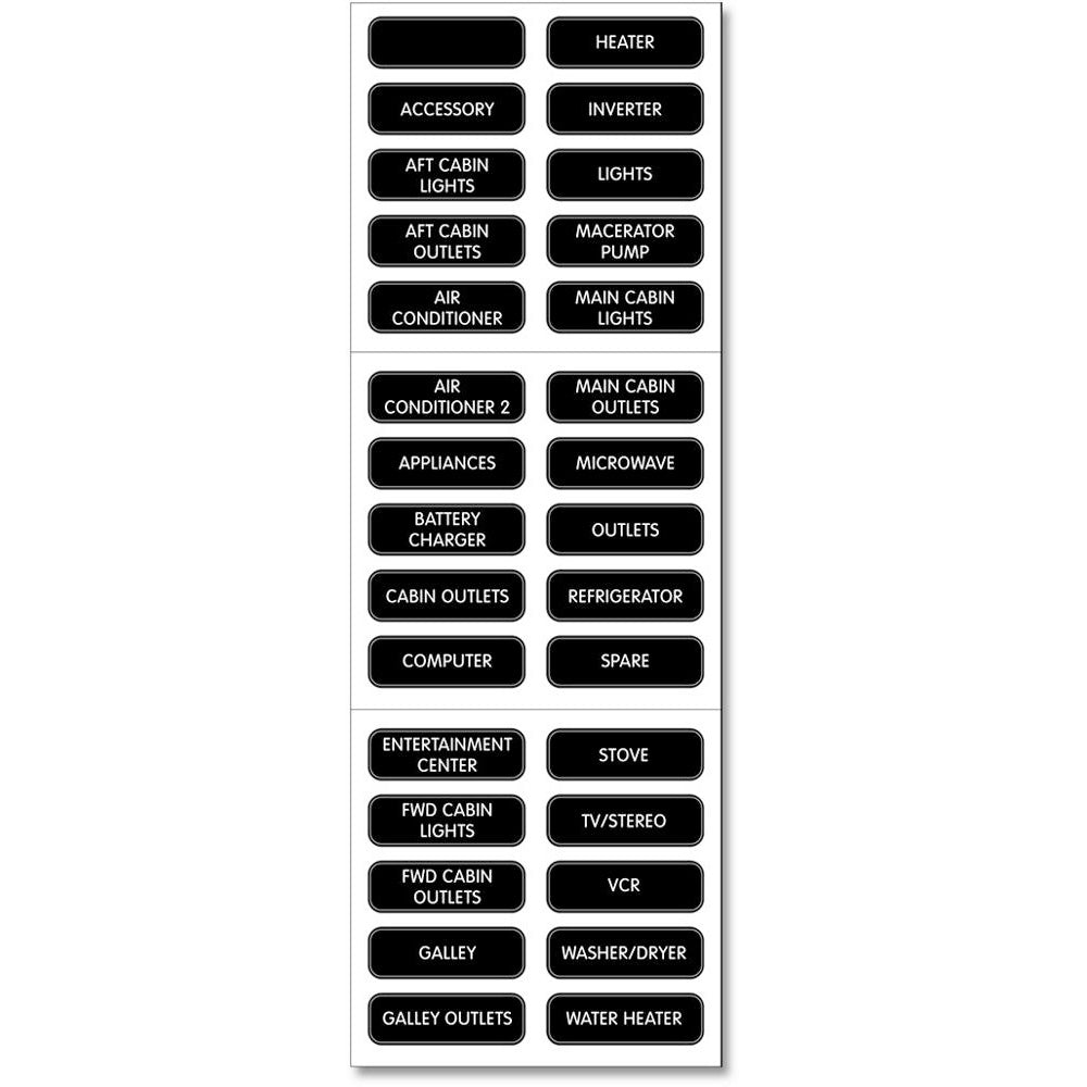 Blue Sea Systems 8031 AC Panel Basic 30 Label Set for Contura Waterproof Fuse Panels and Circuit Breaker Panels