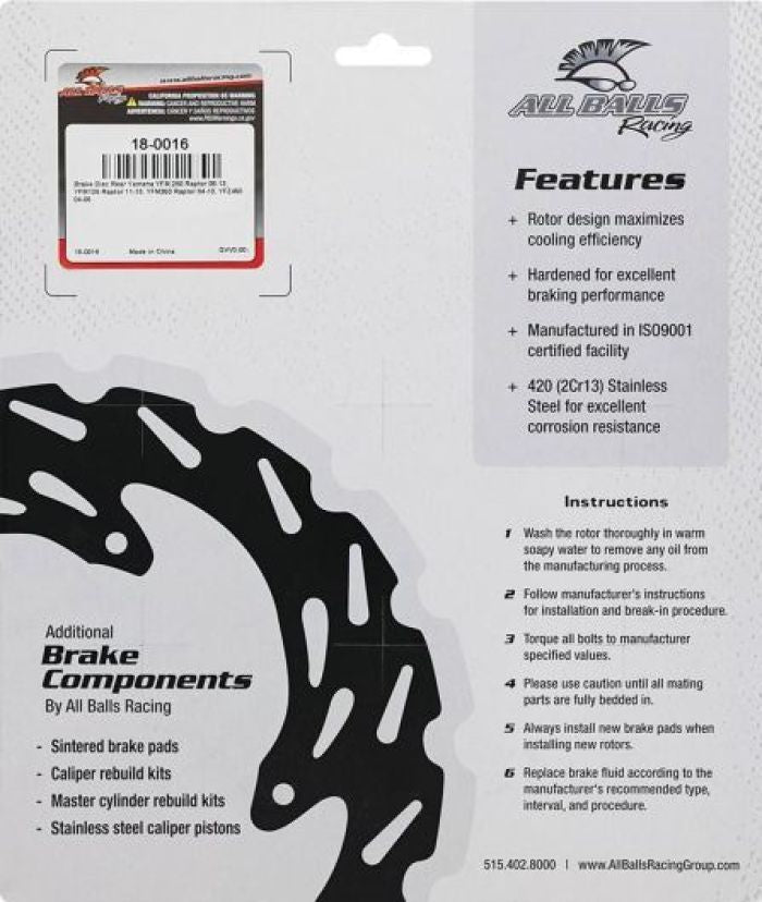 All Balls Racing Brake Rotor 18-0016 for Enhanced Vehicle Braking Performance