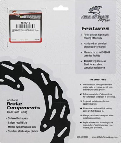 All Balls Racing Brake Rotor 18-0016 for Enhanced Vehicle Braking Performance