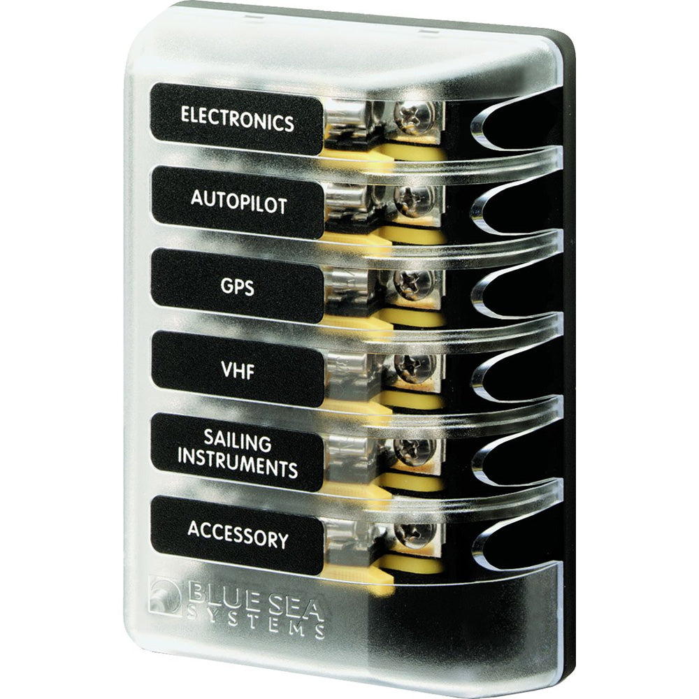 Blue Sea Systems 5018 ST Glass Fuse Block with 6 Circuits and No Negative Bus
