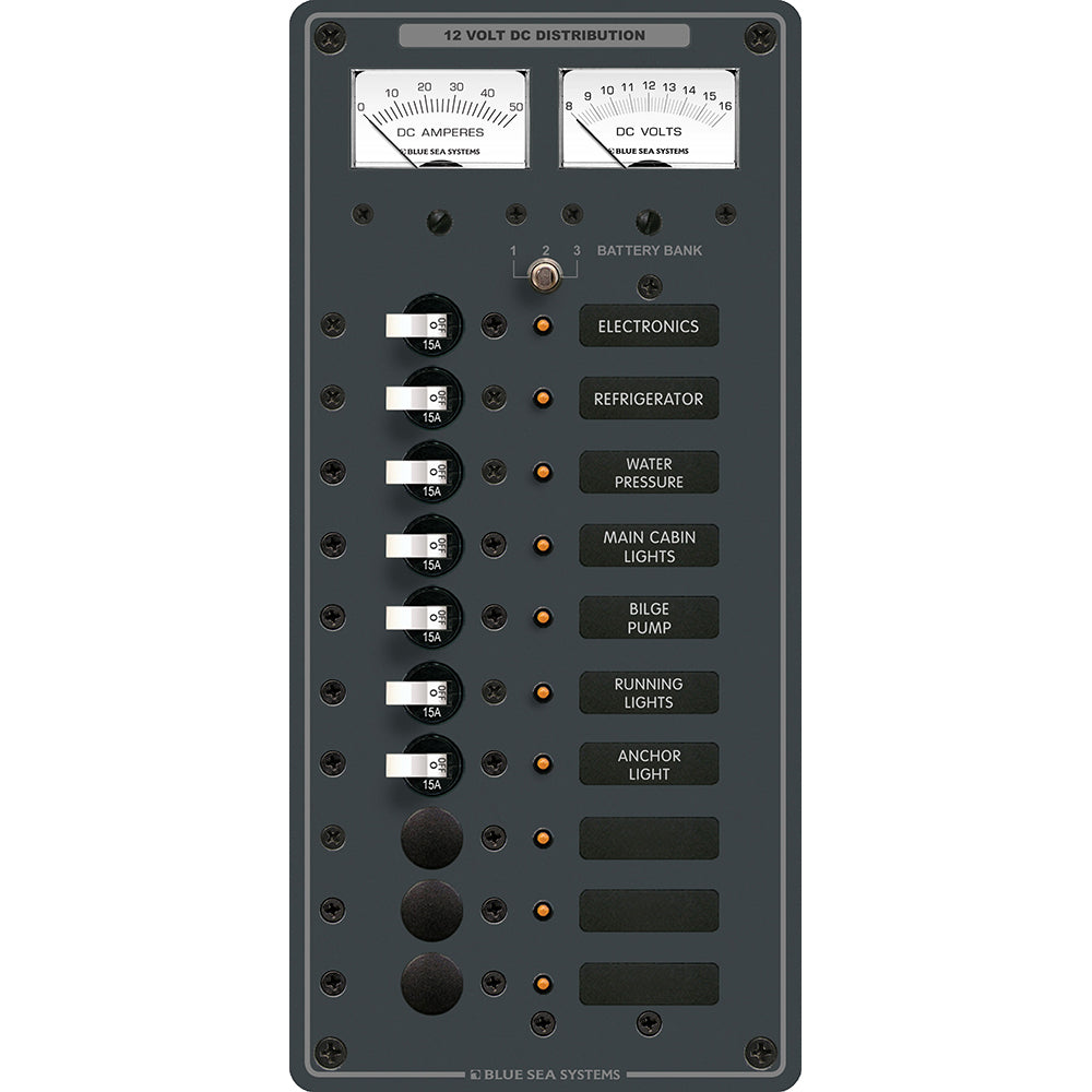 Blue Sea Systems 8082 DC 10-Position Toggle Branch Circuit Breaker Panel for 12V DC Systems