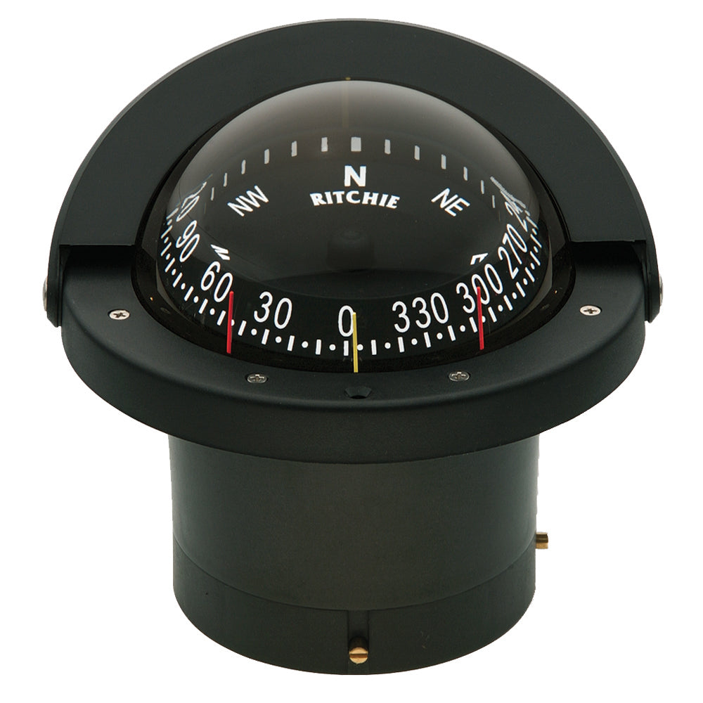 Ritchie FN-203 Navigator Compass - Flush Mount - Black with 4 1/2 Inch CombiDial and 12V Green LED Lighting