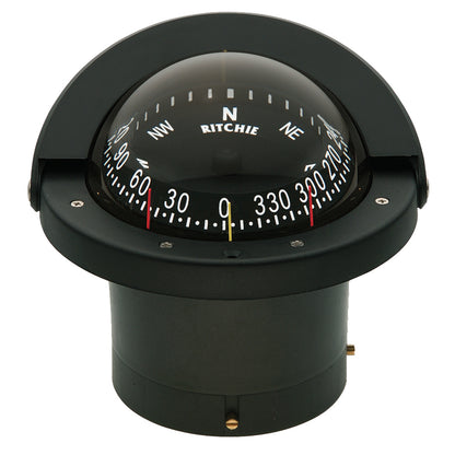 Ritchie FN-203 Navigator Compass - Flush Mount - Black with 4 1/2 Inch CombiDial and 12V Green LED Lighting