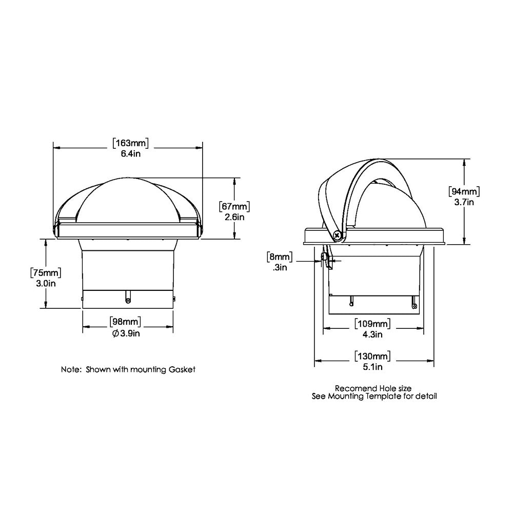 Ritchie FNW-203 Navigator Compass - Flush Mount with 4.5-inch CombiDial and LED Lighting