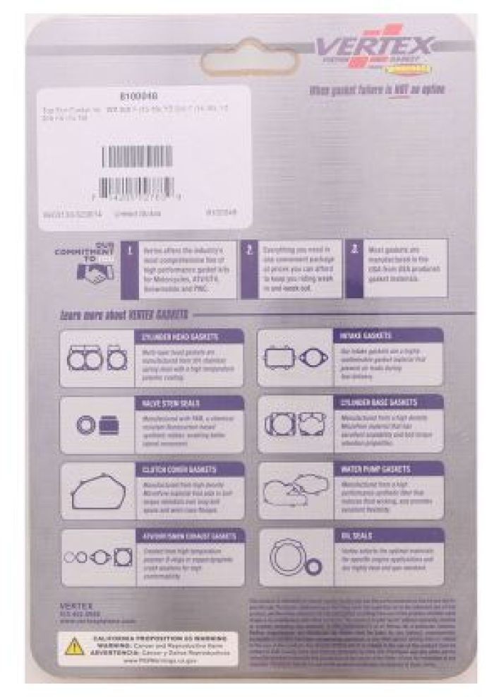 Vertex Top End Gasket Kit - Part Number 8100048