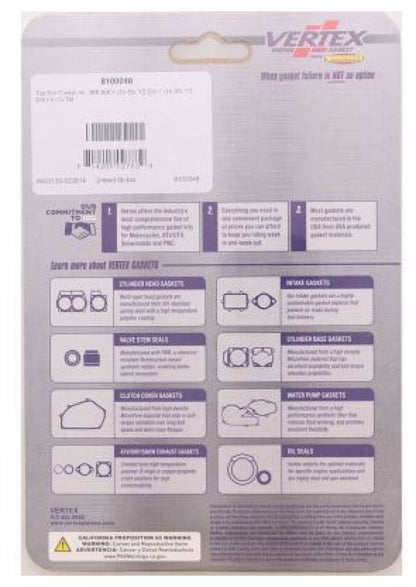 Vertex Top End Gasket Kit - Part Number 8100048