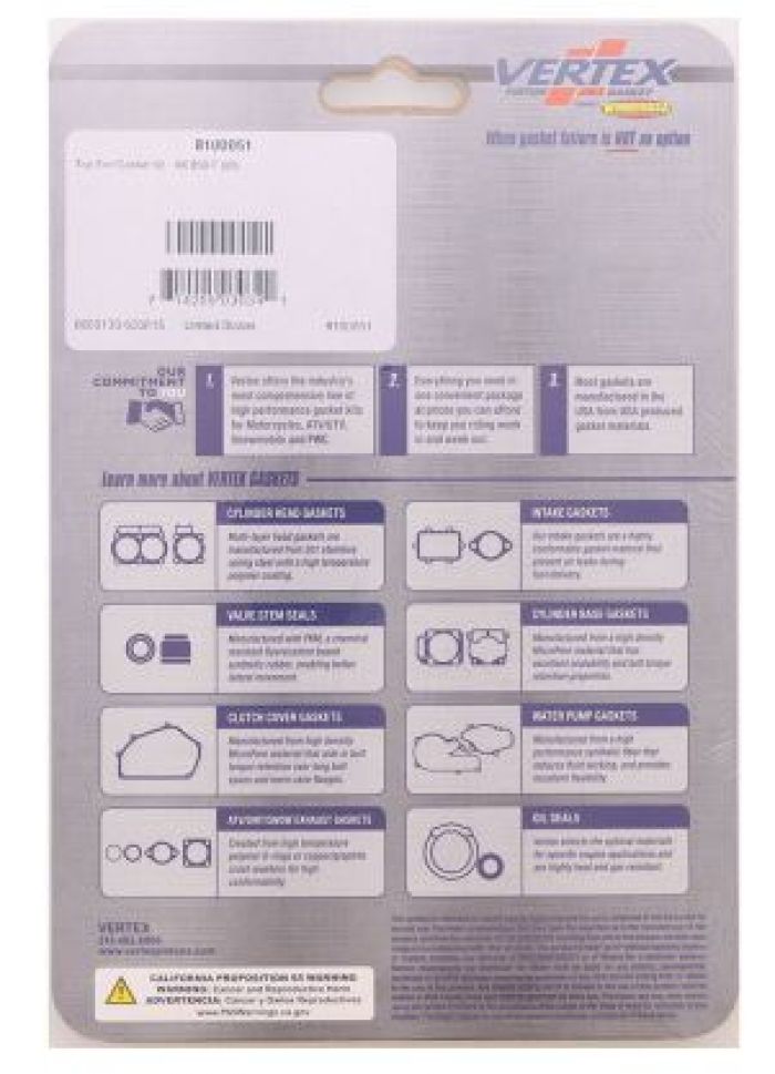 Vertex Top End Gasket Kit 8100051 for Engine Repair