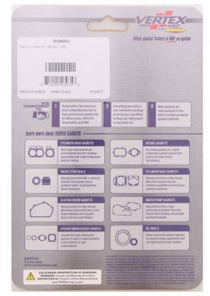 Vertex Top End Gasket Kit - Part Number 8100052 for Engine Maintenance