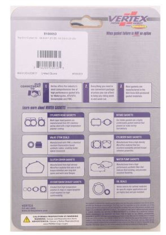 Vertex Top End Gasket Kit (Part Number 8100053)