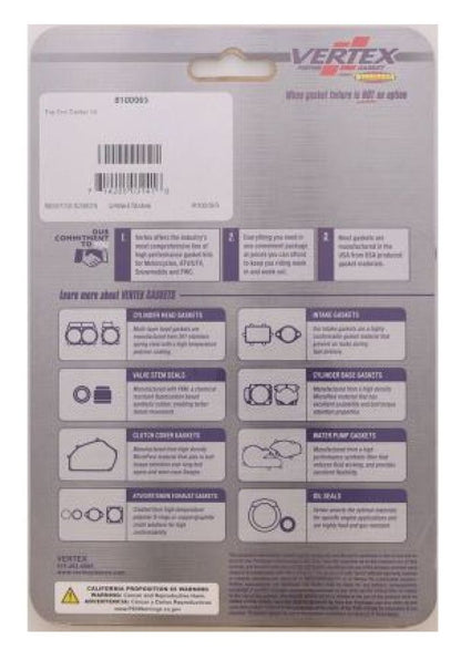 Vertex Top End Gasket Kit - Part #8100065 for Engine Repair