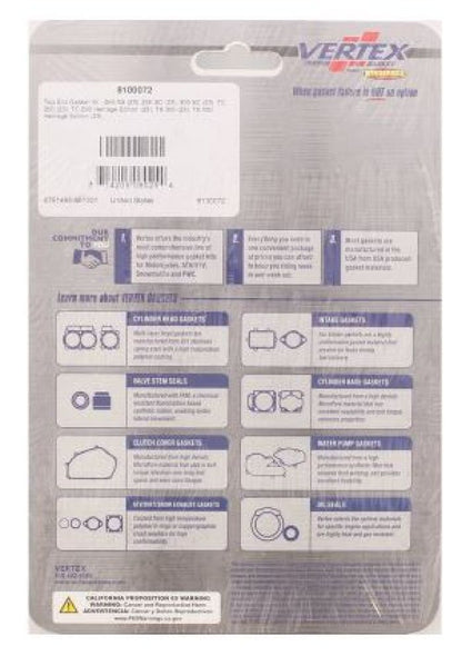Vertex Top End Gasket Kit - Part Number 8100072