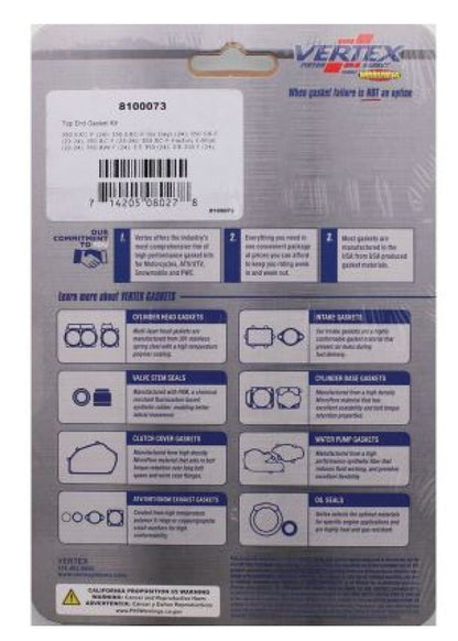 Vertex Top End Gasket Kit - Part Number 8100073