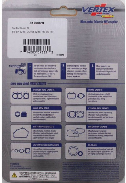 Vertex Top End Gasket Kit 8100079 for Engine Repairs