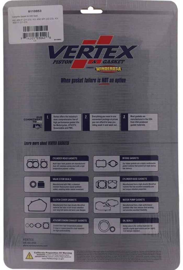 Vertex Complete Gasket Kit with Seals - Part #8110053