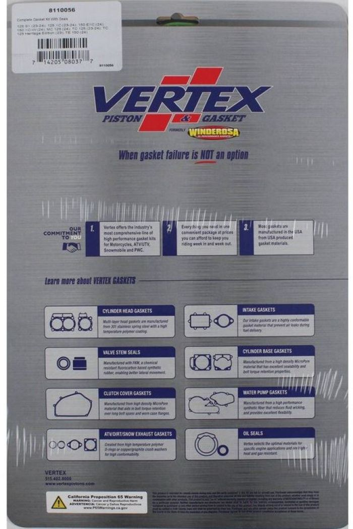 Vertex Complete Gasket Kit with Seals - Part Number 8110056
