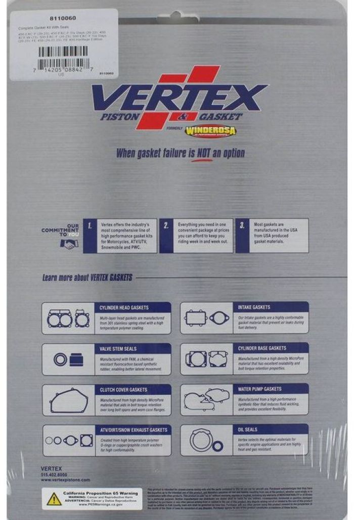 Vertex Complete Gasket Kit with Seals – Part 8110060